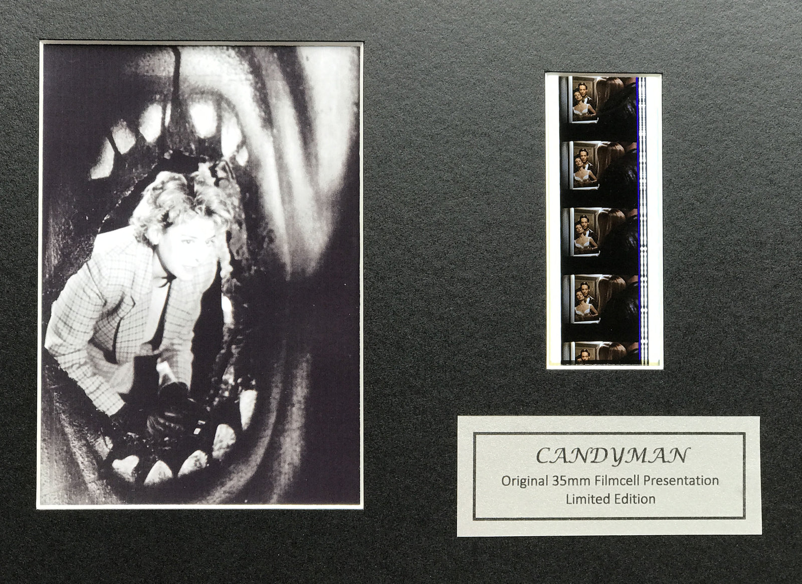 Hand crafted display featuring original 35mm film cells for a CANDYMAN fan v3