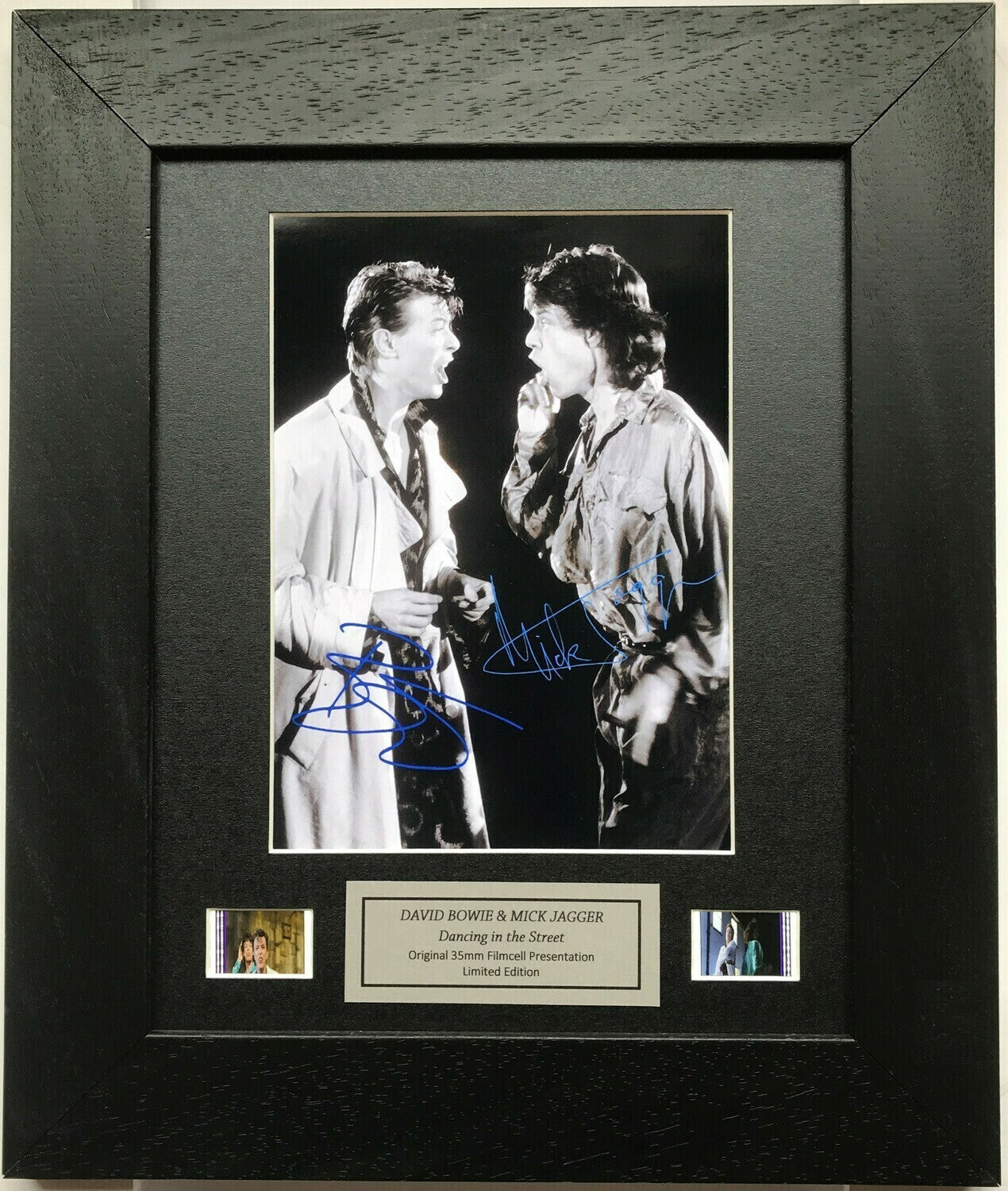 BOWIE & JAGGER Original 35mm Film Cells set within Quality Wood Frame + COA v2