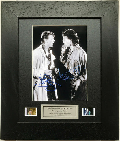 BOWIE & JAGGER Original 35mm Film Cells set within Quality Wood Frame + COA v2