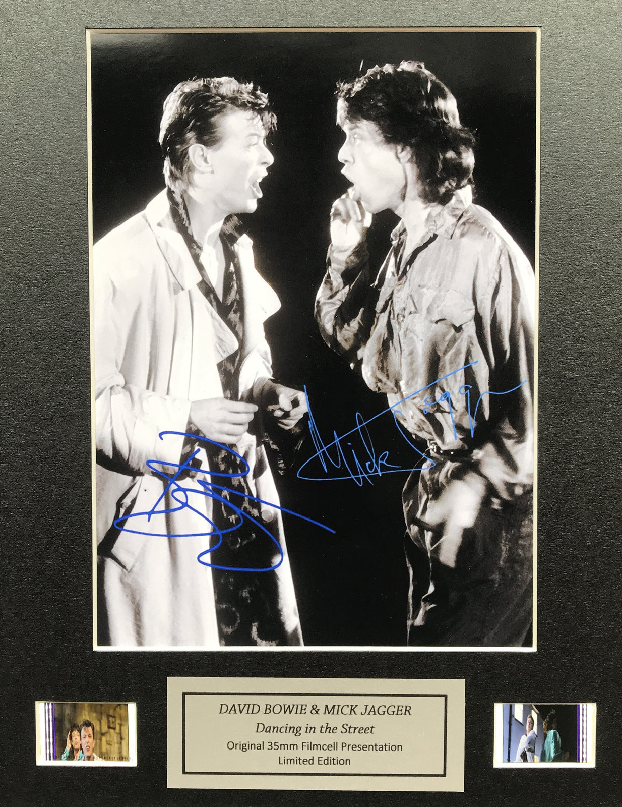 BOWIE & JAGGER Original 35mm Film Cells set within Quality Wood Frame + COA v2