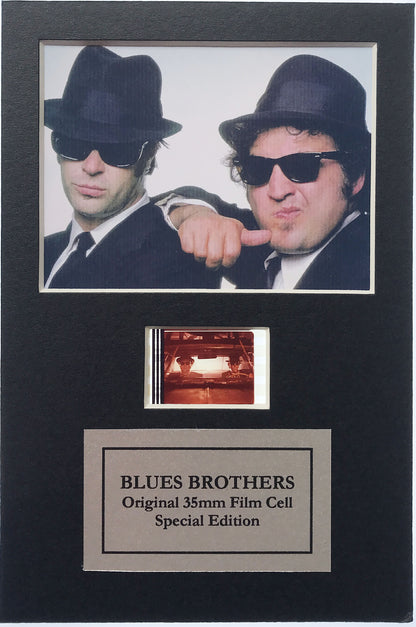 Handmade display featuring original Mini 35mm film cells for BLUES BROTHERS fans