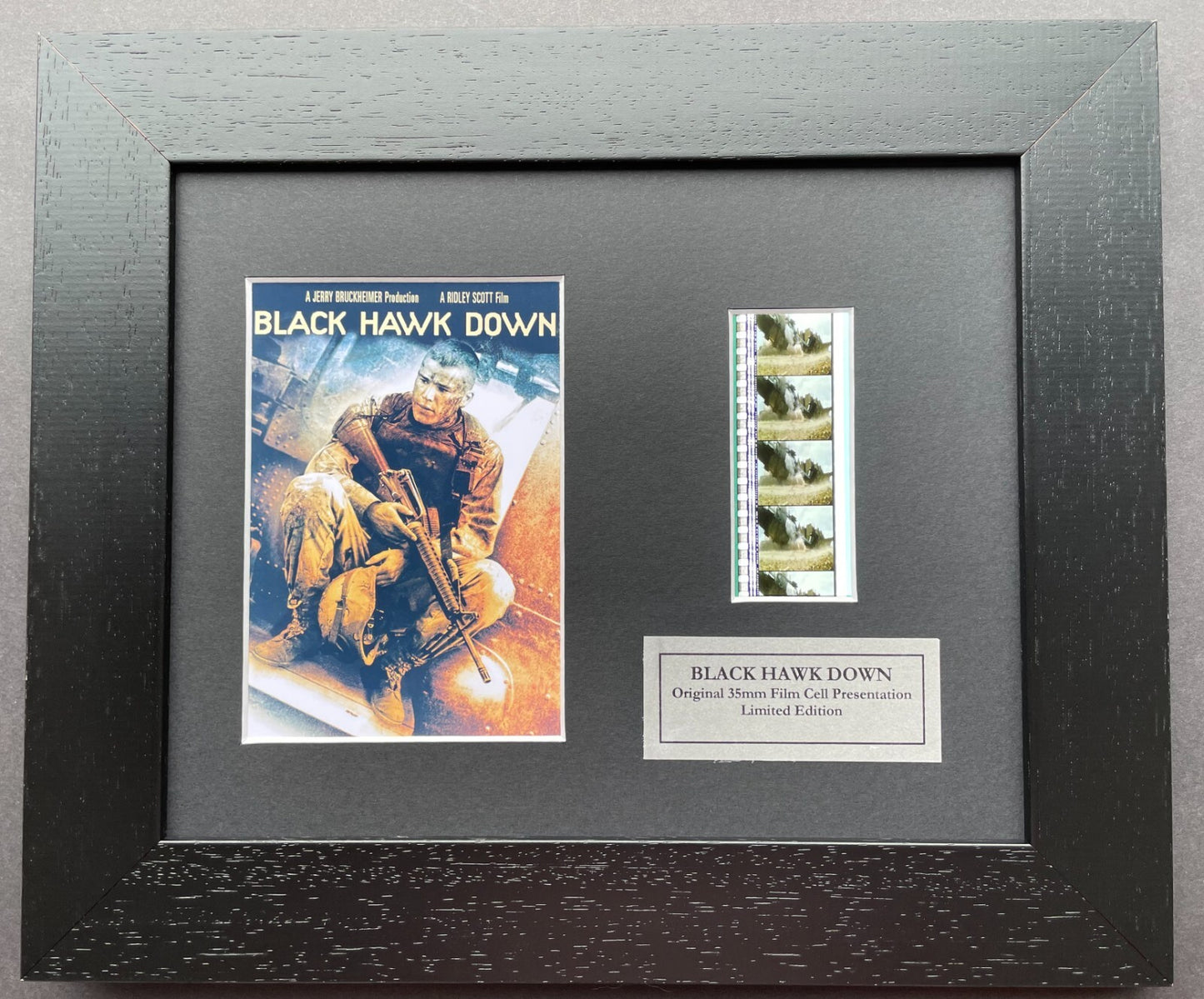 Handmade display featuring original 35mm film cells for BLACK HAWK DOWN fans v1