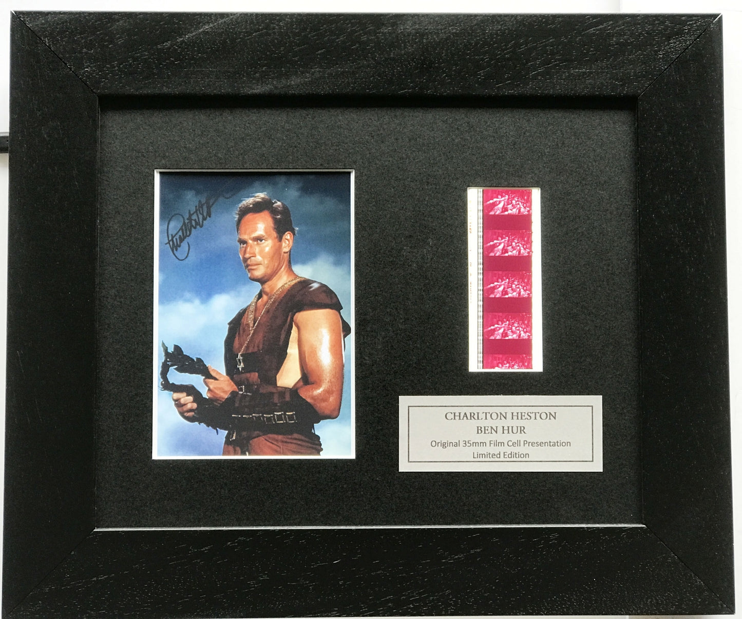 Hand crafted display featuring original 35mm film cells for Ben Hur of 1959 fans