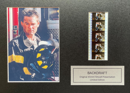 Hand crafted display featuring original 35mm filmcells for a BACKDRAFT fan + COA