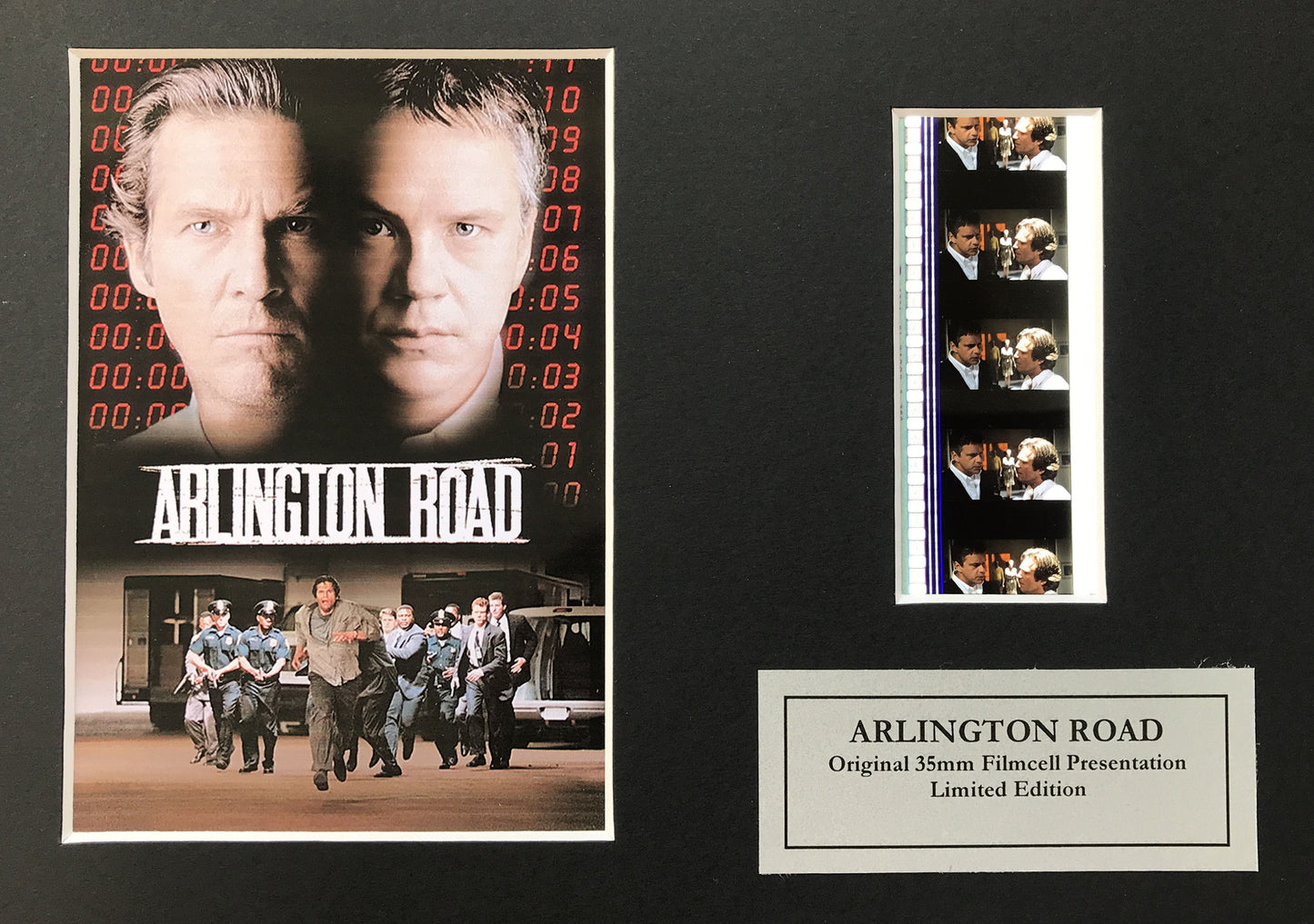 ARLINGTON ROAD Original 35mm Film Cells set in Quality Wood Frame + COA