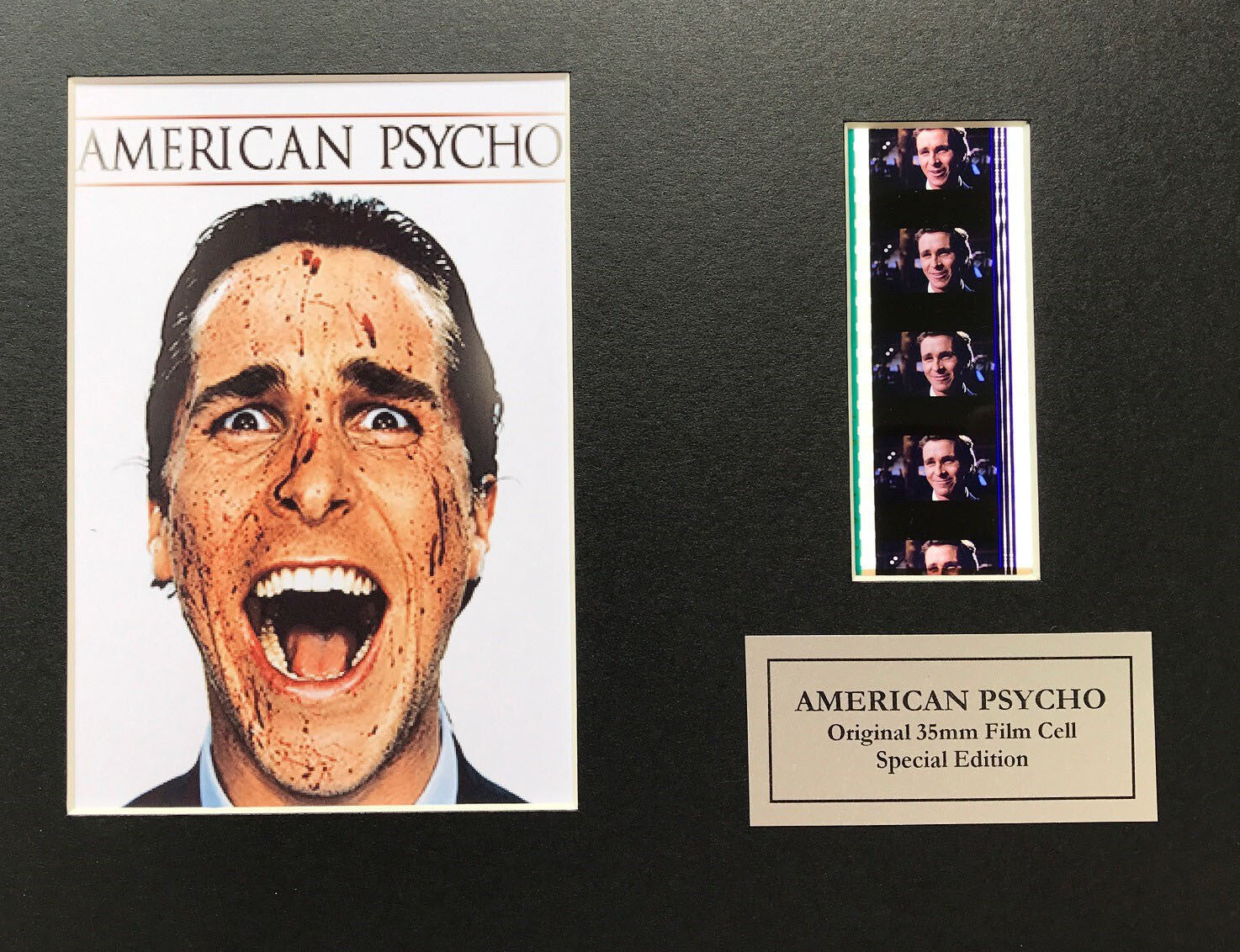 AMERICAN PSYCHO Handcrafted Presentation with Original 35mm Filmcell Memorabilia