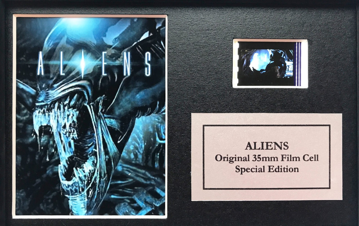 Hand crafted display featuring original Mini 35mm film cells for an ALIENS fan