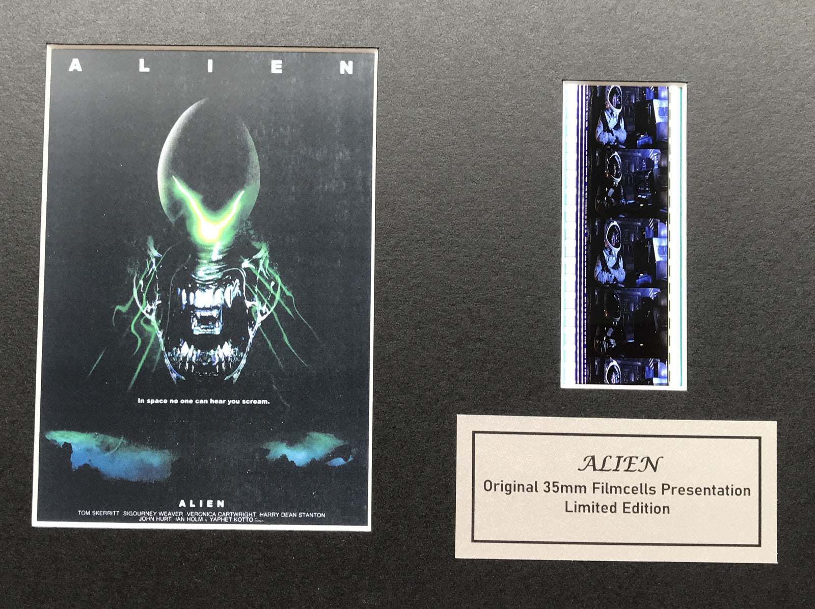 Hand crafted display featuring original 35mm film cells for ALIEN 1979 fans v2