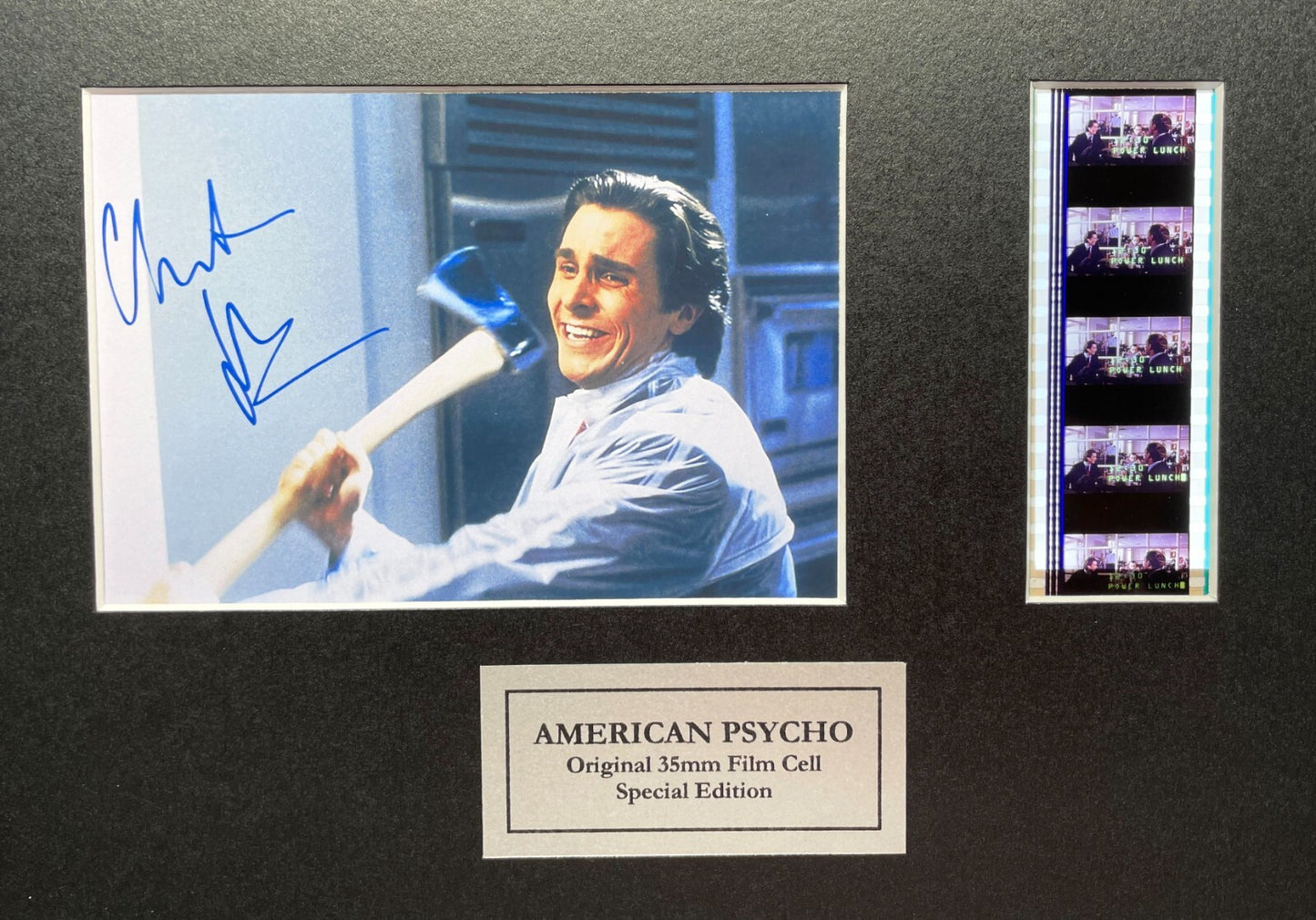Hand Crafted display featuring original filmcells for an American Psycho fan vSR