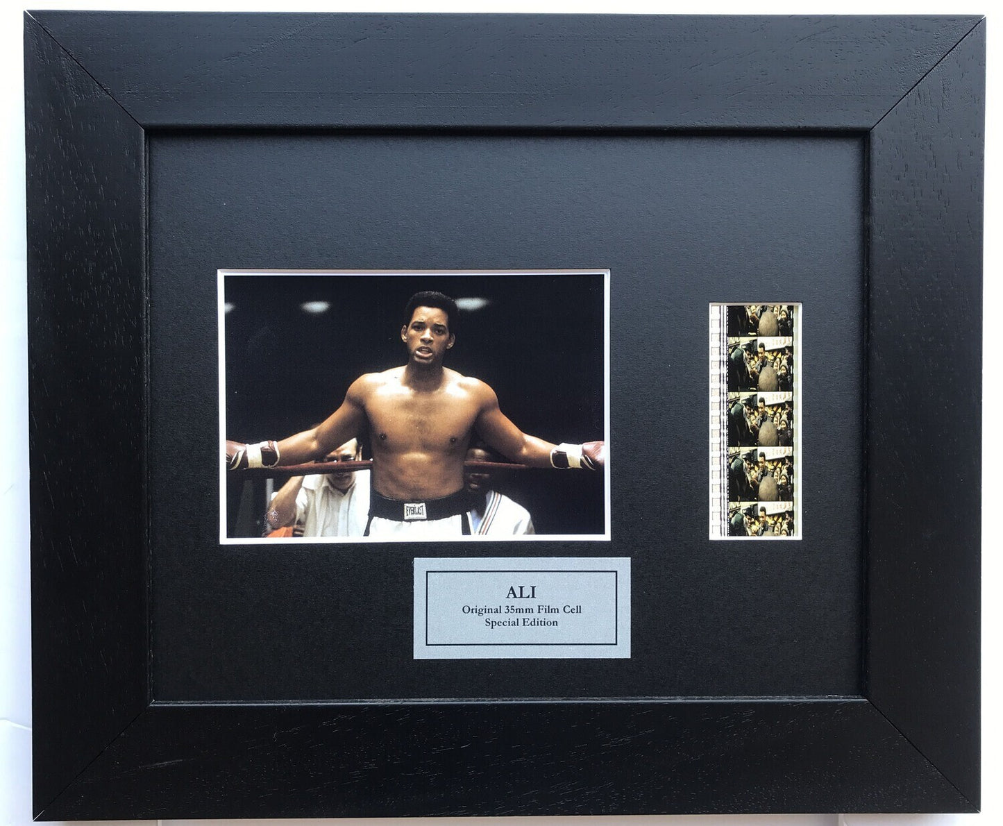 Hand crafted display featuring original film cells for ALI (WILL SMITH) fans
