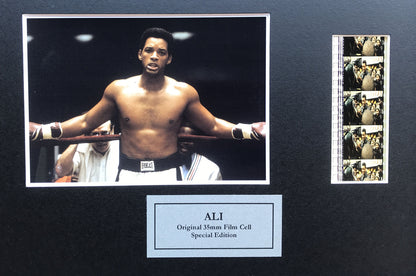 Hand crafted display featuring original film cells for ALI (WILL SMITH) fans