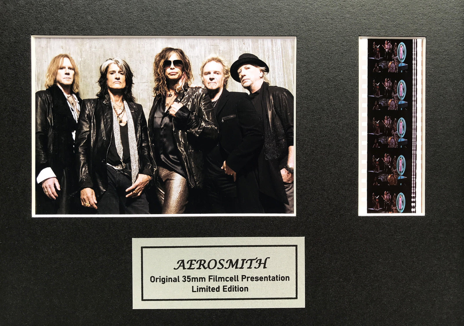 Hand crafted display featuring original 35mm film cells for AEROSMITH fans v1