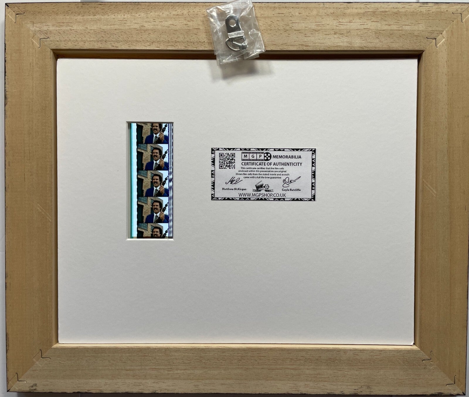 Hand crafted display featuring original 35mm film cells for an ANCHORMAN fan vSR