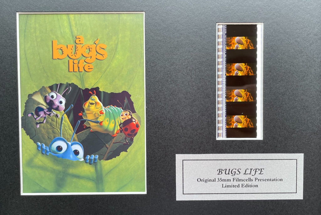 Hand crafted display featuring original 35mm film cells for A BUGS LIFE 1998 fan