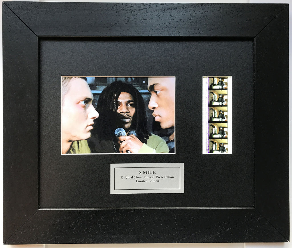 Hand crafted display featuring original 35mm film cells for 8 MILE 2002 fans