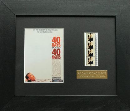 Handmade display featuring original 35mm filmcells for a 40 DAYS & 40 NIGHTS fan