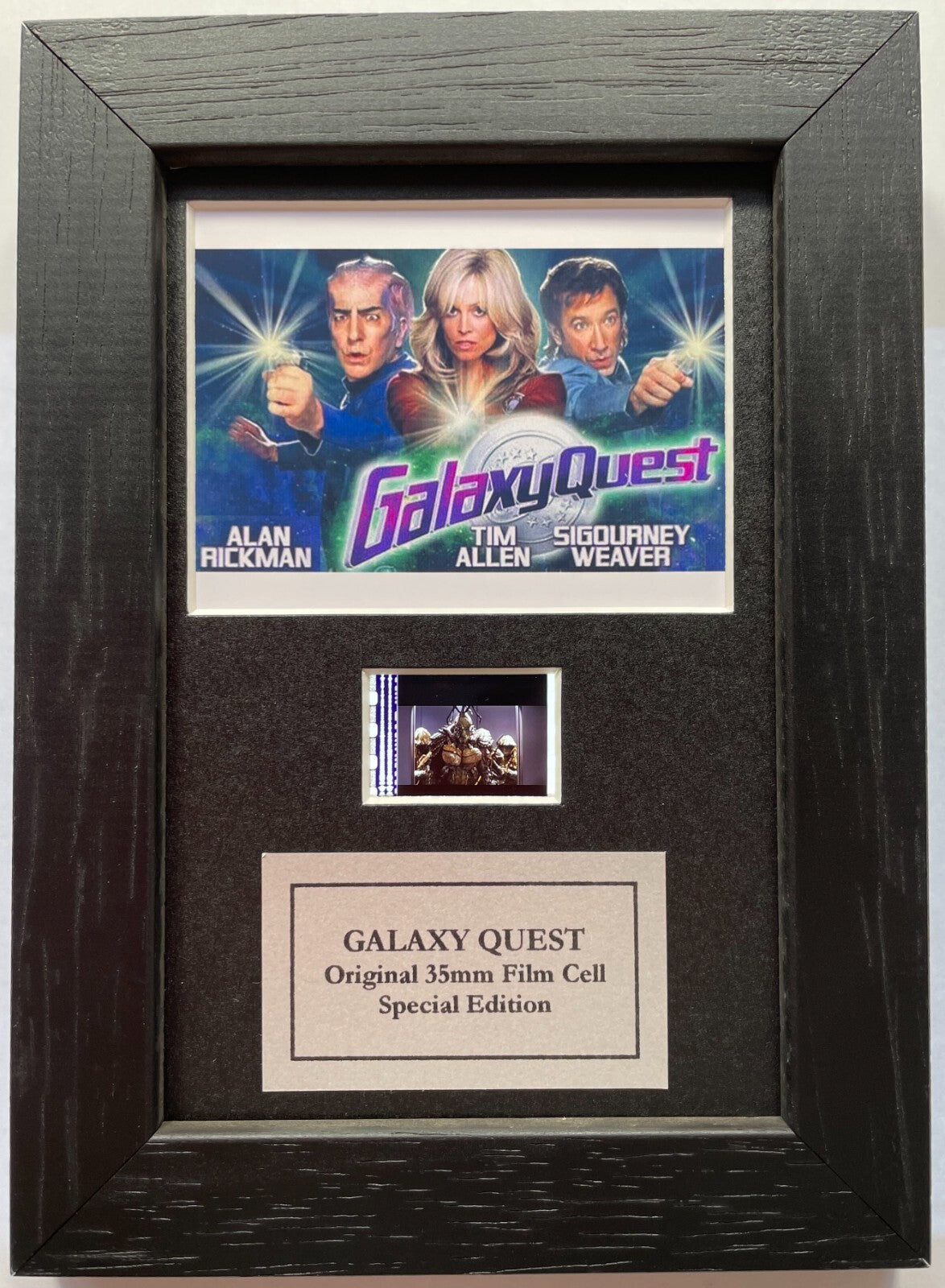 Handmade display featuring original Mini 35mm film cells for a GALAXY QUEST fan