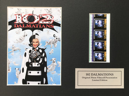 Handmade display featuring original 35mm film cells for 102 DALMATIANS 1996 fans