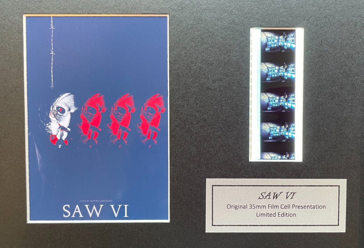 Hand crafted display featuring original 35mm film cells for SAW VI fans v2