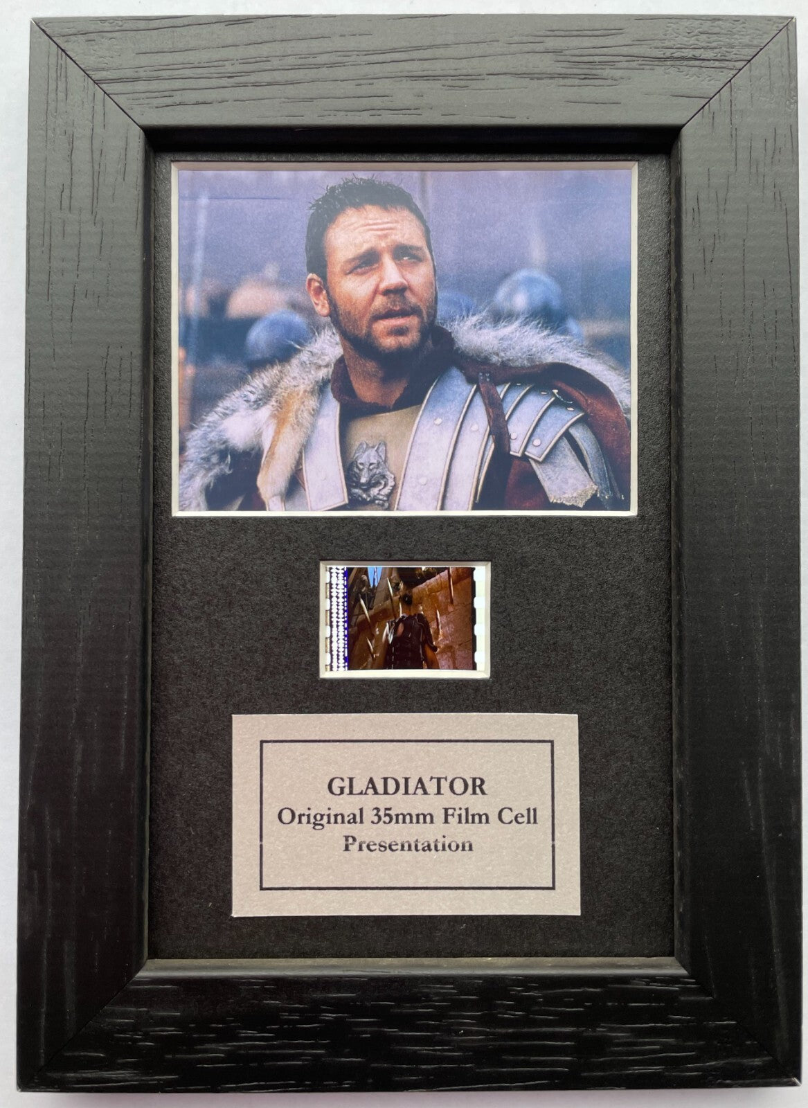 Handmade display featuring original Mini 35mm film cell for GLADIATOR fans + COA