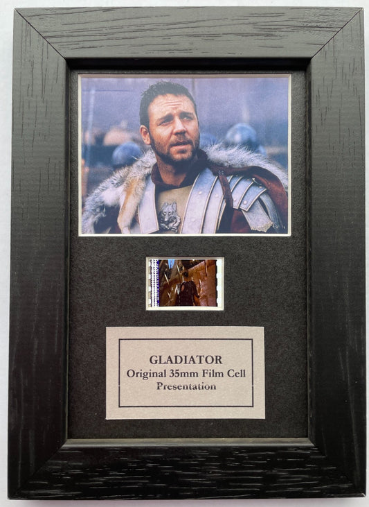 Handmade display featuring original Mini 35mm film cell for GLADIATOR fans + COA