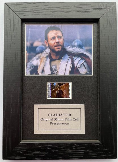 Handmade display featuring original Mini 35mm film cell for GLADIATOR fans + COA