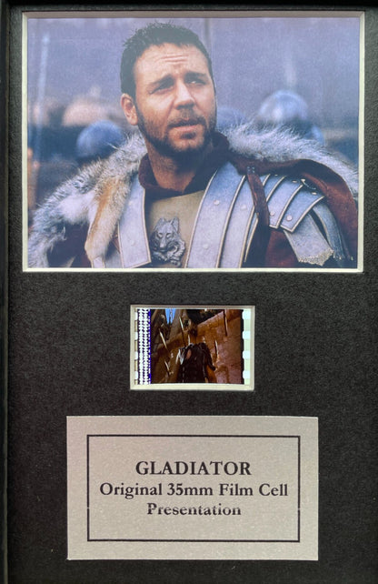 Handmade display featuring original Mini 35mm film cell for GLADIATOR fans + COA