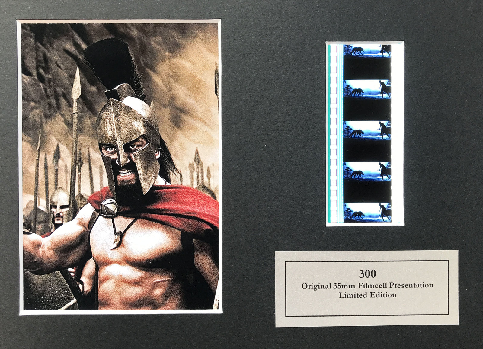 Hand crafted display featuring original 35mm film cells for 300 of 2006 fans