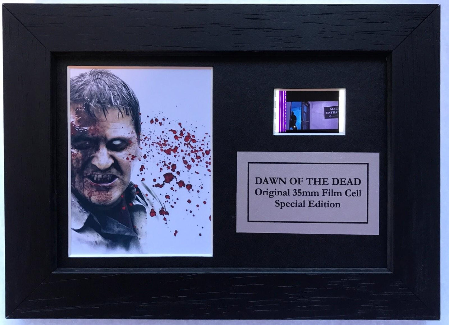 Handmade display featuring original Mini 35mm filmcell for DAWN of THE DEAD fans