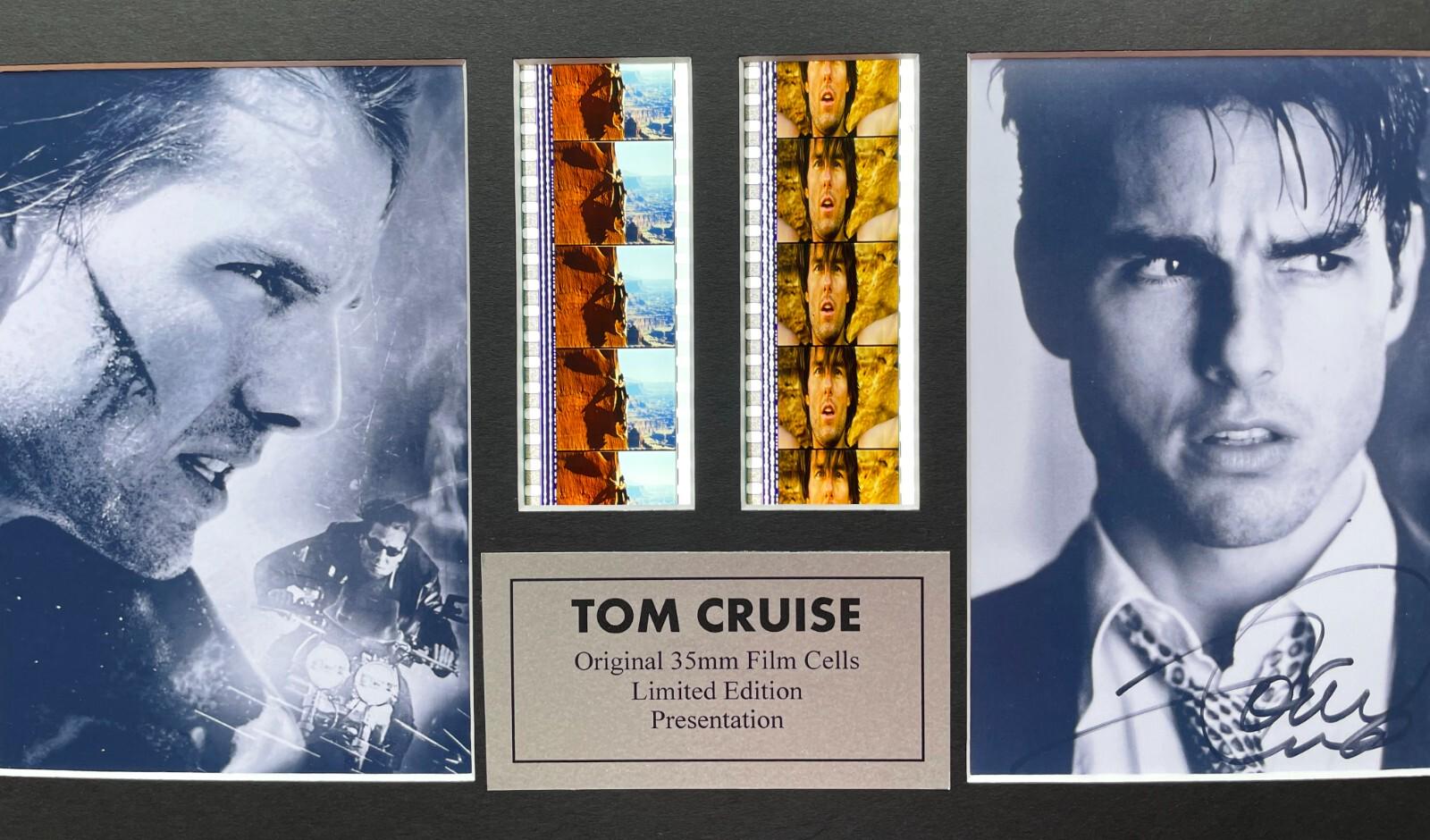 Hand crafted display featuring original 35mm film cells for a Tom Cruise fan
