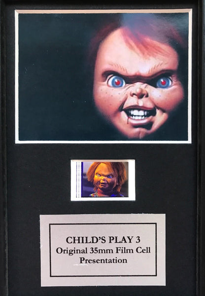Hand crafted display featuring original Mini film cells for a CHILD'S PLAY 3 fan