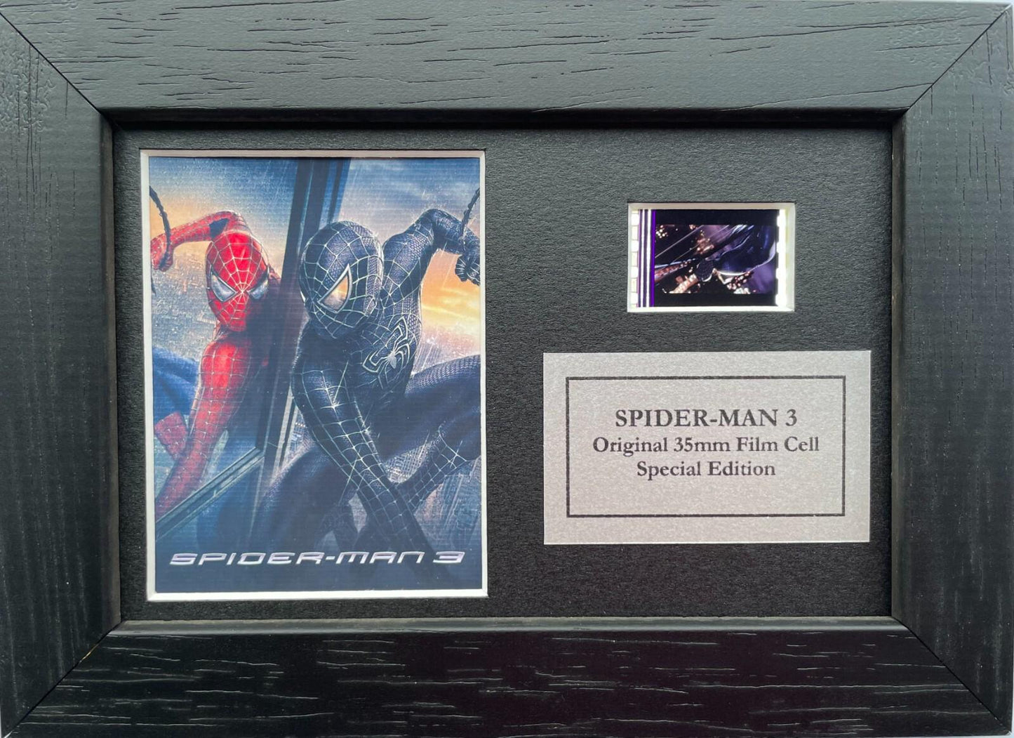 Hand crafted display featuring original Mini film cells for SPIDER-MAN 3 fans
