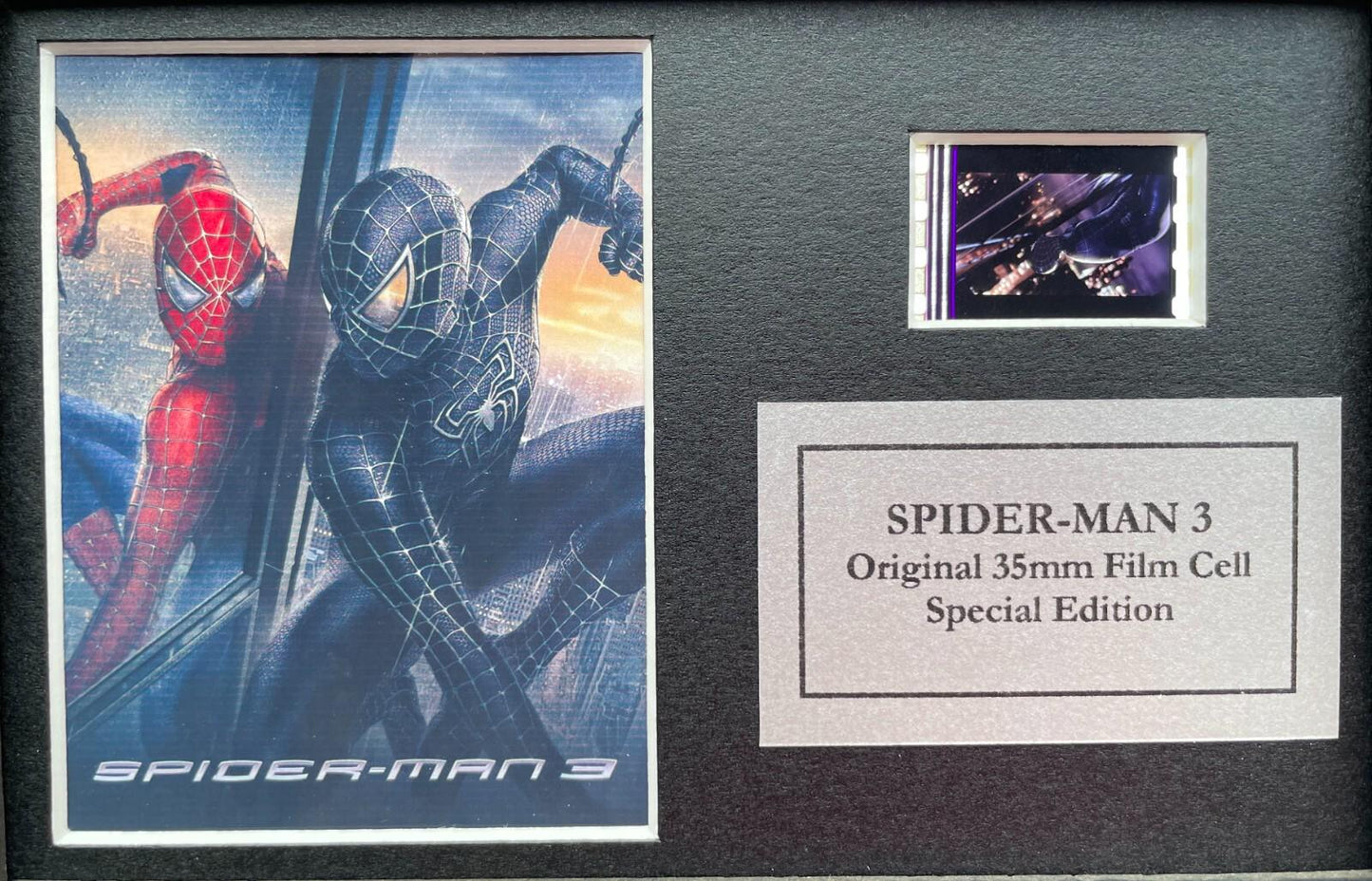 Hand crafted display featuring original Mini film cells for SPIDER-MAN 3 fans