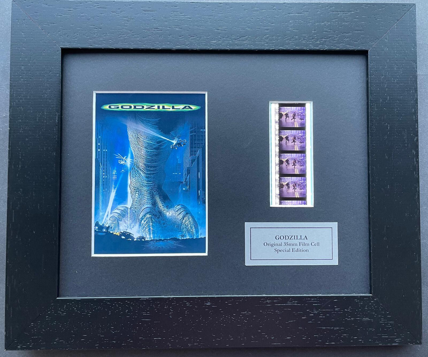 GODZILLA 1998 Original 35mm Film Cells set within Quality Wood Frame + COA