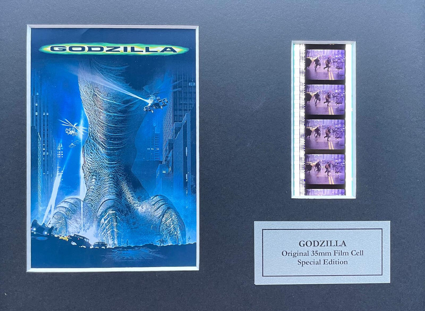 GODZILLA 1998 Original 35mm Film Cells set within Quality Wood Frame + COA