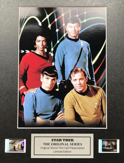 Handmade display featuring original filmcells for Star Trek Original Series fans