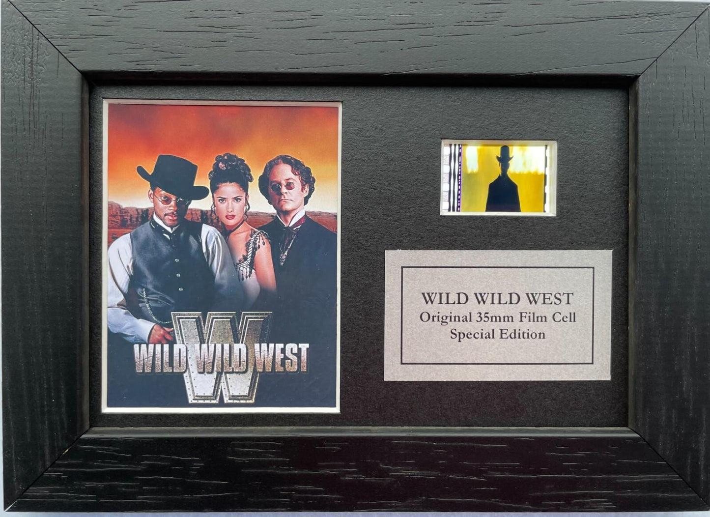 Handmade display featuring original Mini 35mm film cell for WILD, WILD WEST fans
