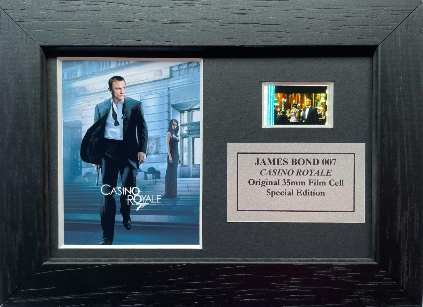 Handmade display featuring original film cell for a James Bond CASINO ROYALE fan