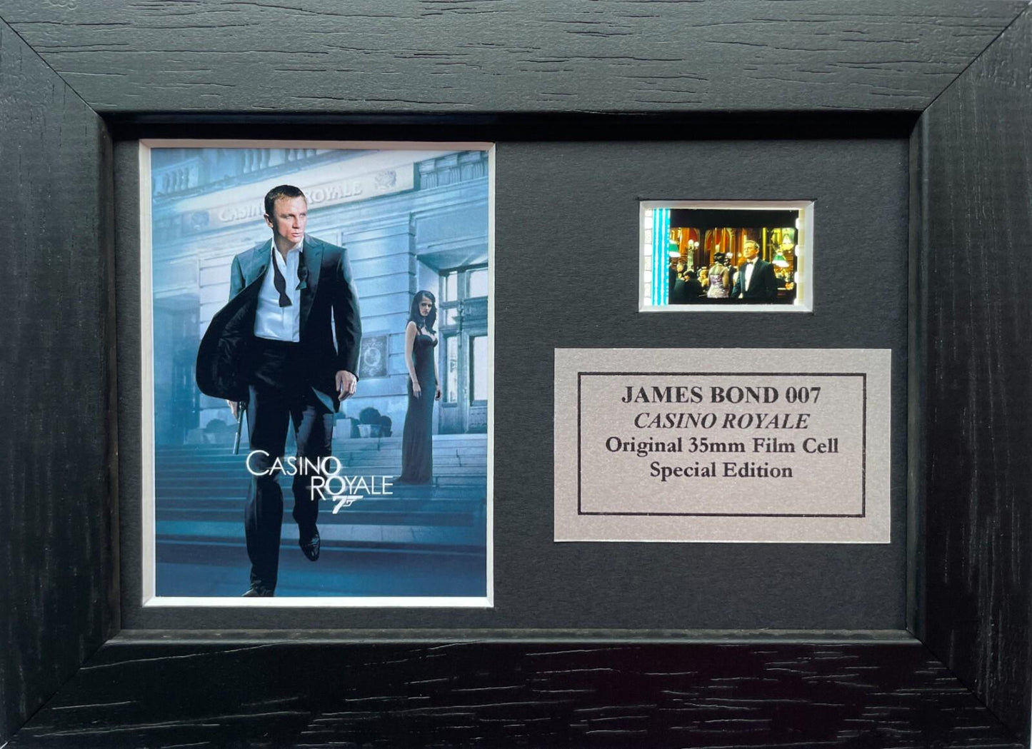 Handmade display featuring original film cell for a James Bond CASINO ROYALE fan