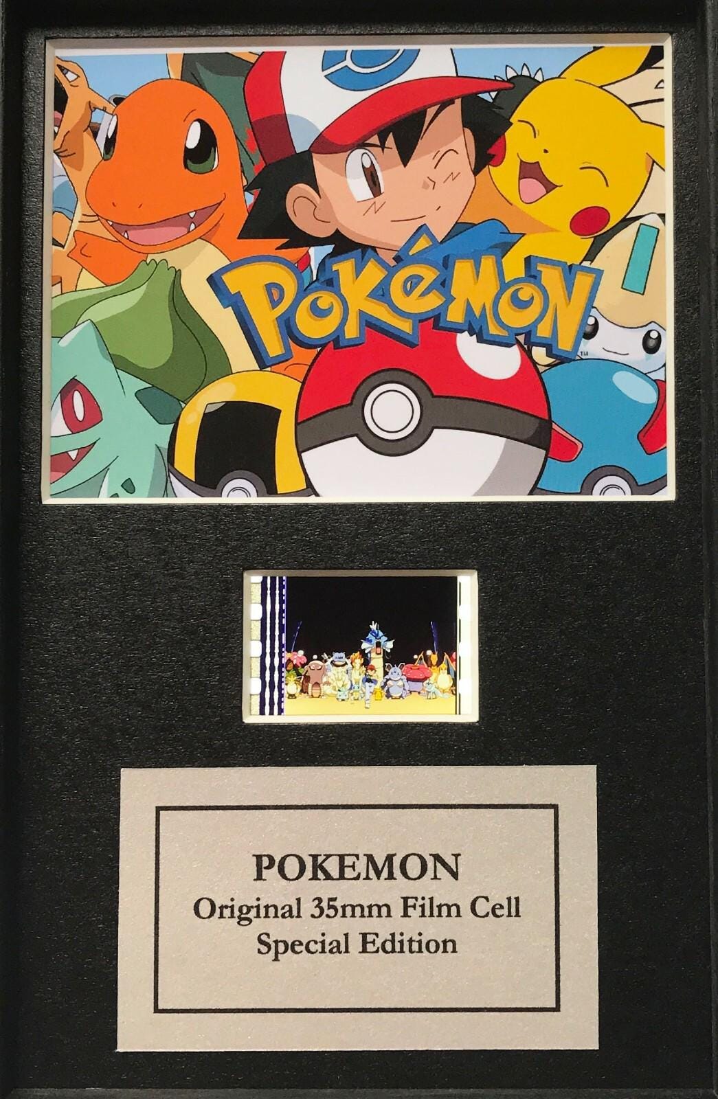 Hand crafted display featuring original Mini 35mm film cells for POKEMON fans