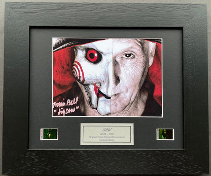 SAW Tobin Bell Signed Repro Original 35mm Film Cells set in Quality Wood Frame