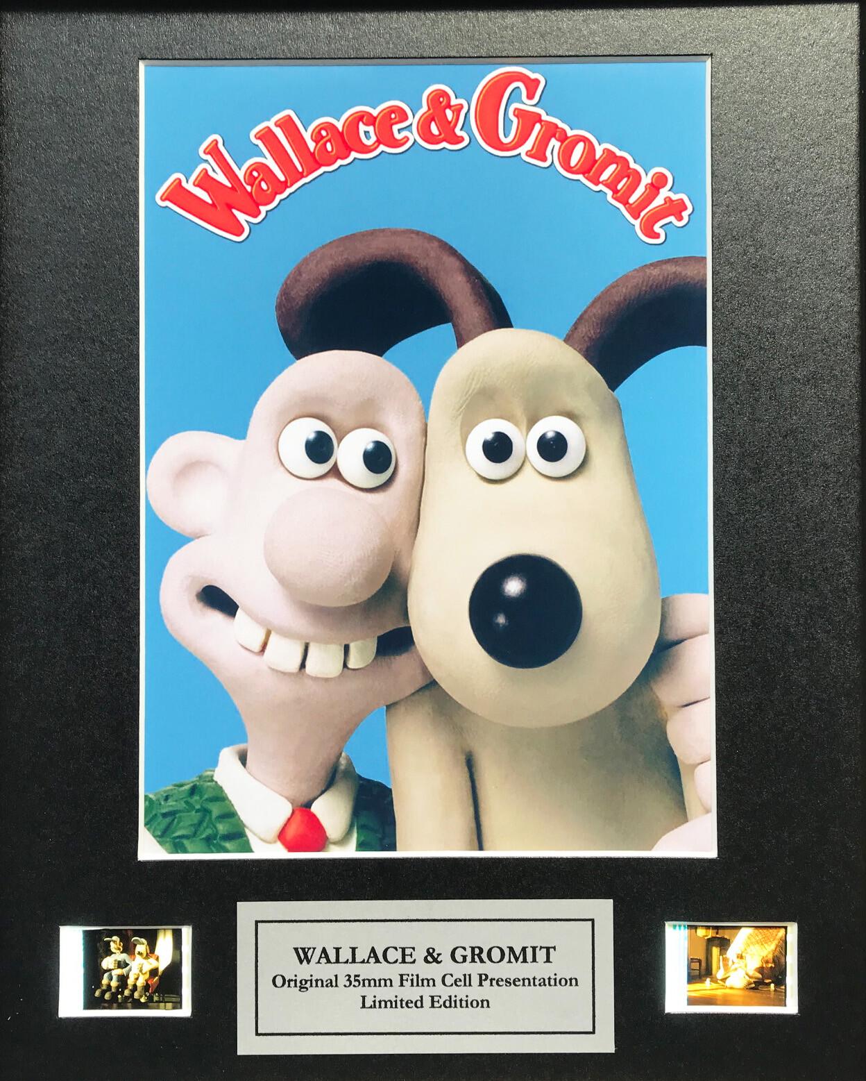 WALLACE & GROMIT Original 35mm Film Cells set in Quality Wood Frame + COA