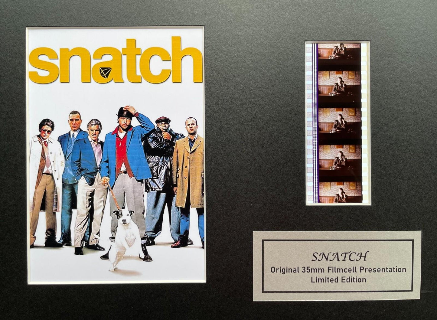 Hand crafted display featuring original 35mm film cells for SNATCH 2001 fans