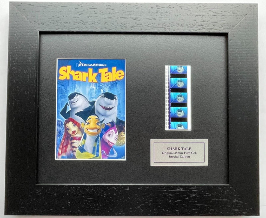 Hand crafted display featuring original 35mm film cells for a SHARK TALE fan