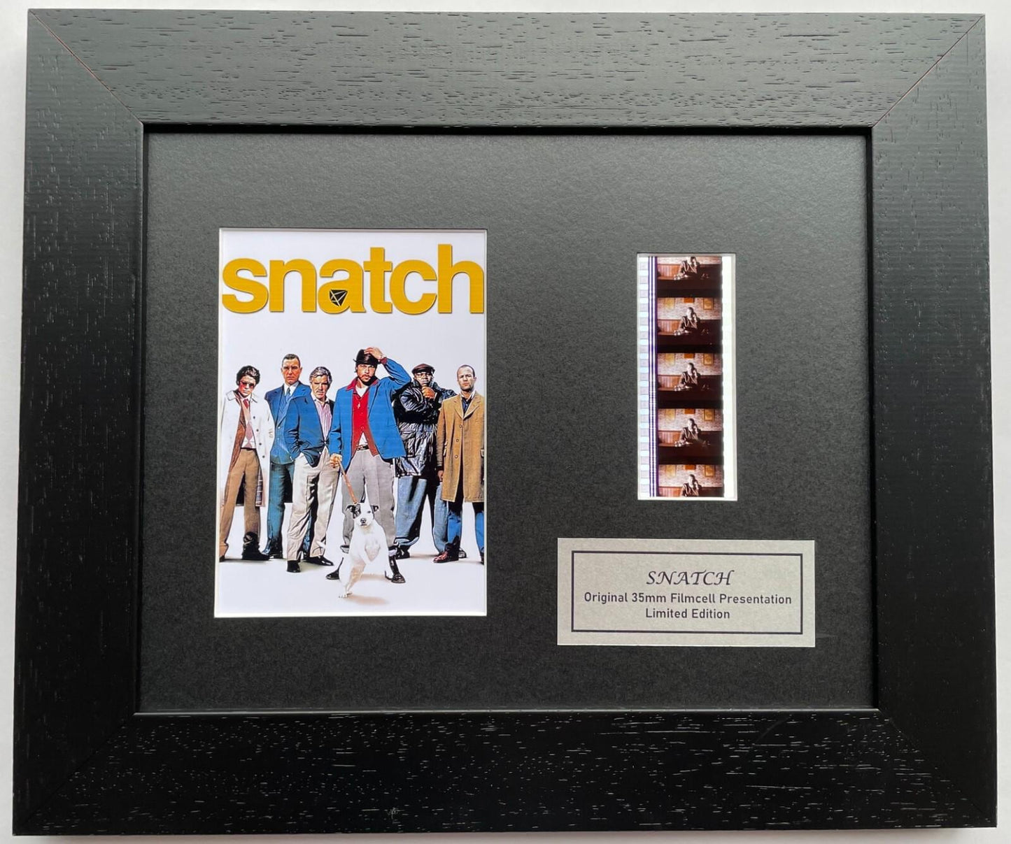 Hand crafted display featuring original 35mm film cells for SNATCH 2001 fans