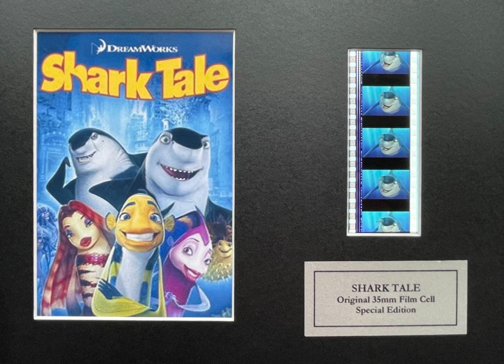 Hand crafted display featuring original 35mm film cells for a SHARK TALE fan