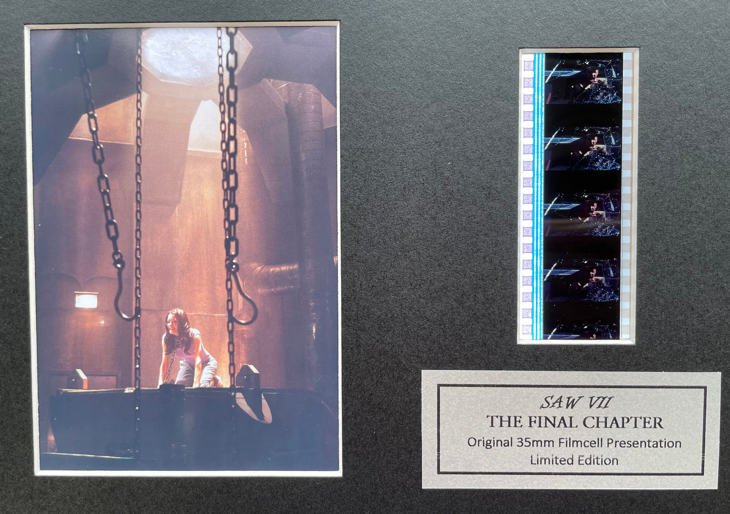 Handmade display inc original 35mm filmcells for a SAW VII The Final Chapter fan