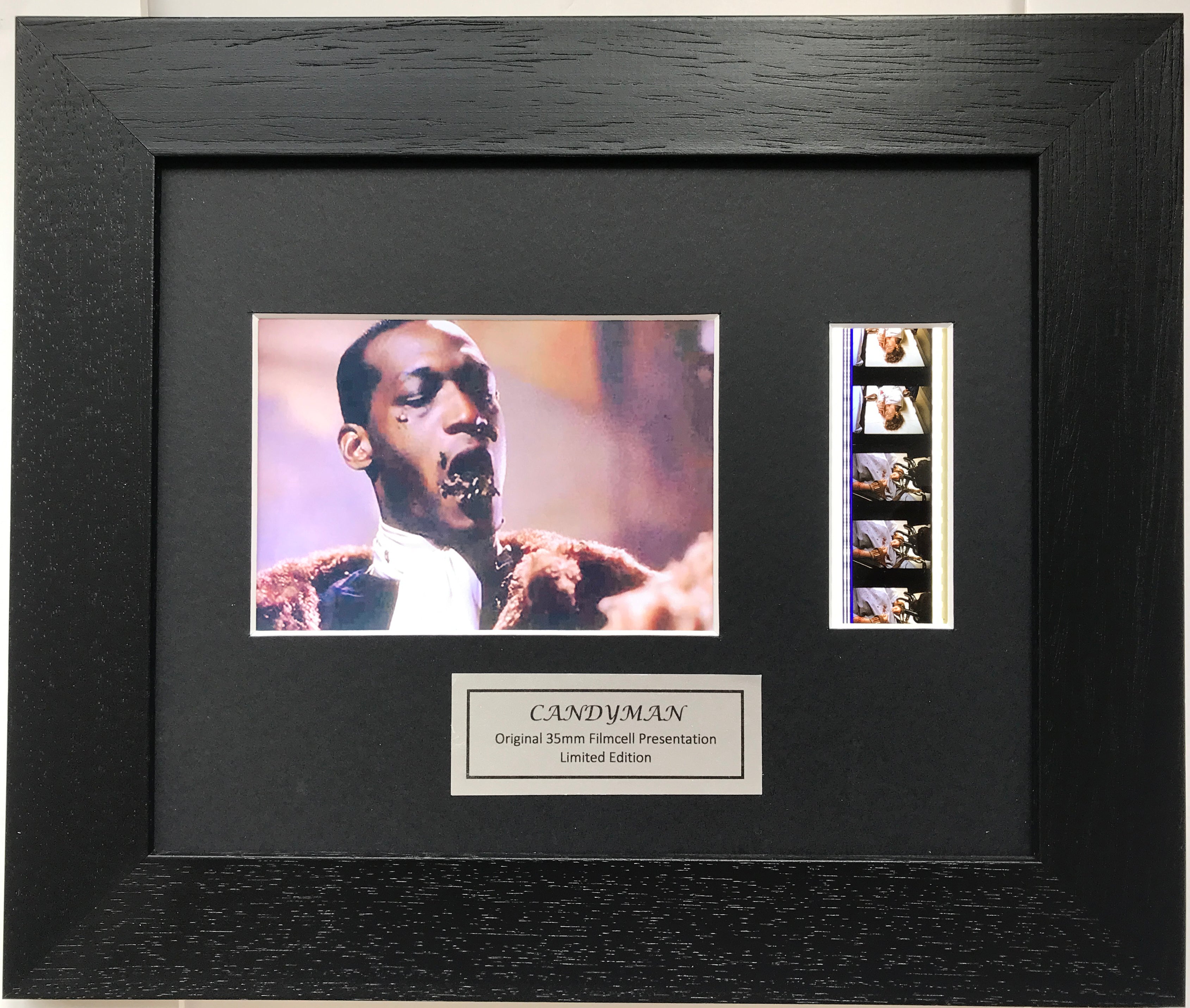Hand crafted display featuring original 35mm film cells for a CANDYMAN fan v1