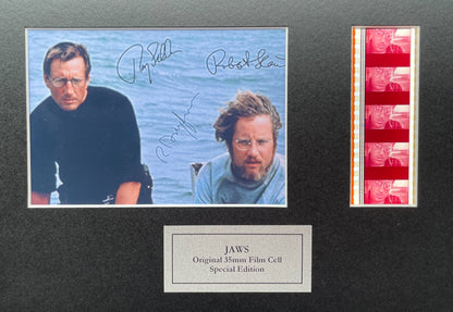 JAWS Handmade display featuring Original 35mm film cells + Signed Repro v2