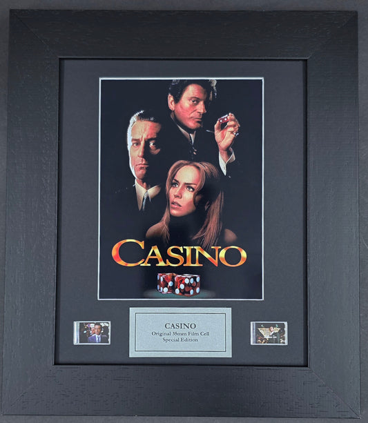 Hand crafted display featuring original 35mm film cells for CASINO 1995 fans